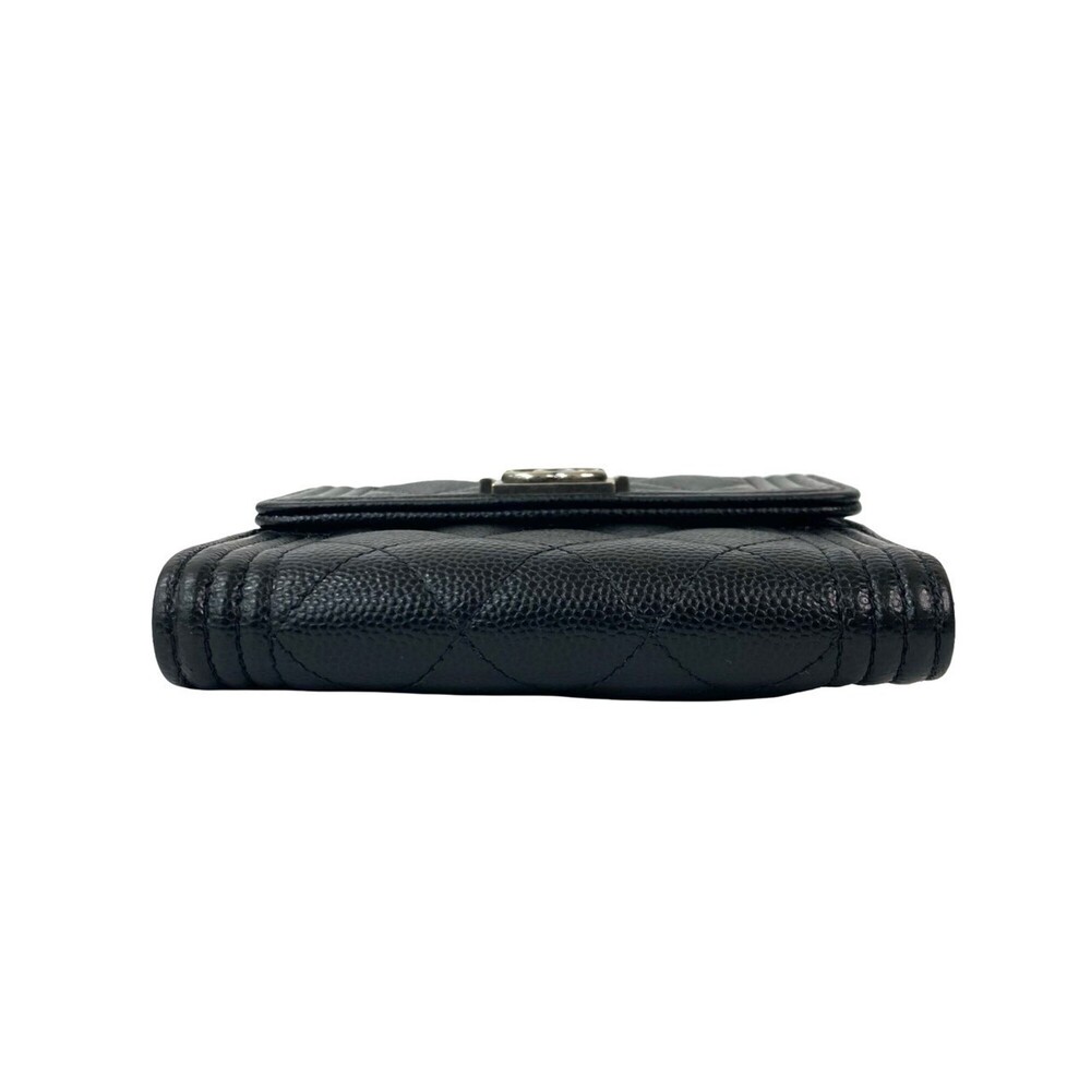 CHANEL Authentic Black Caviar Leather Logo Wallet - Picture 6 of 10